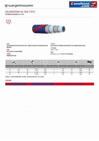 蒸汽膠管-紡織線加固 FDA-7BAR【品牌：意大利TGT(Tubi Gomma Torino)】